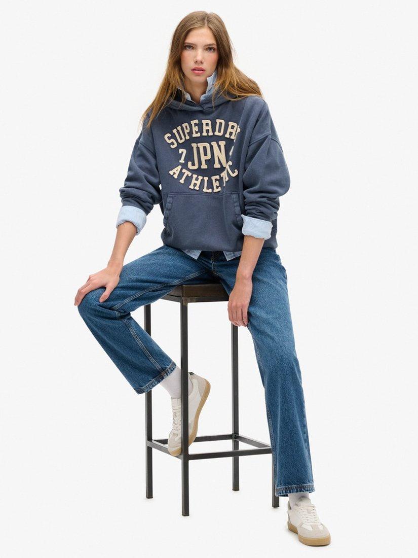 Product image 5 of 6, which shows Superdry Athletic Essentials Applique Oversized Hoodie, Mariner Navy, 6