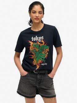 Superdry Vintage Logo Tokyo Relaxed T-Shirt, Vintage Black Slub, Vintage Black Slub