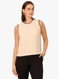Adrianna Papell Contrast Trim Open Knit Top, Cream/Black