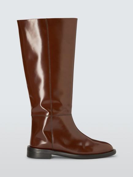 John Lewis x REJINA PYO Knee Length Leather Blend Riding Boots, Whiskey Brown