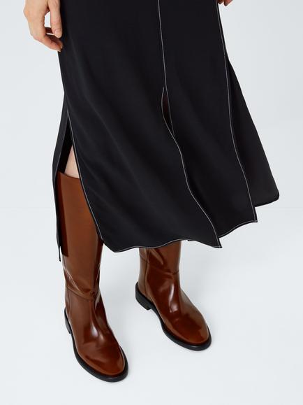 John Lewis x REJINA PYO Knee Length Leather Blend Riding Boots - view 2, Whiskey Brown
