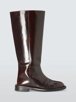 John Lewis x REJINA PYO Knee Length Leather Blend Riding Boots, Burgundy