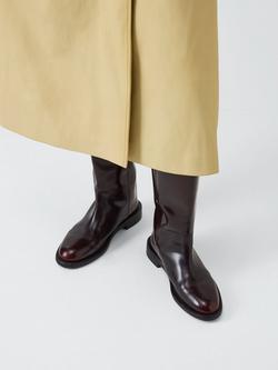 John Lewis x REJINA PYO Knee Length Leather Blend Riding Boots - view 2, Burgundy