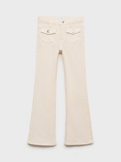 Mango Kids' Denim Flared Jeans, Light Beige