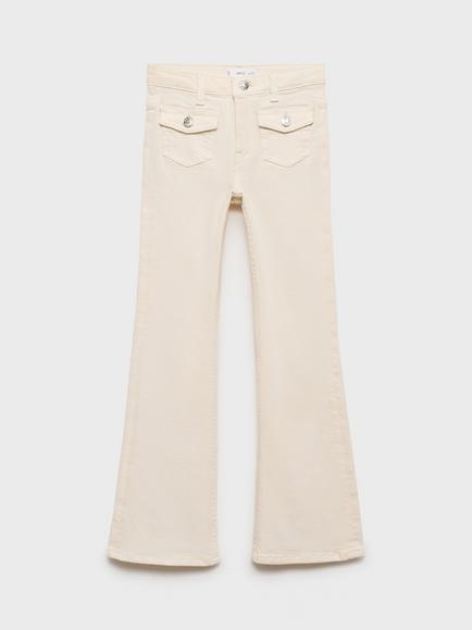 Mango Kids' Denim Flared Jeans, Light Beige