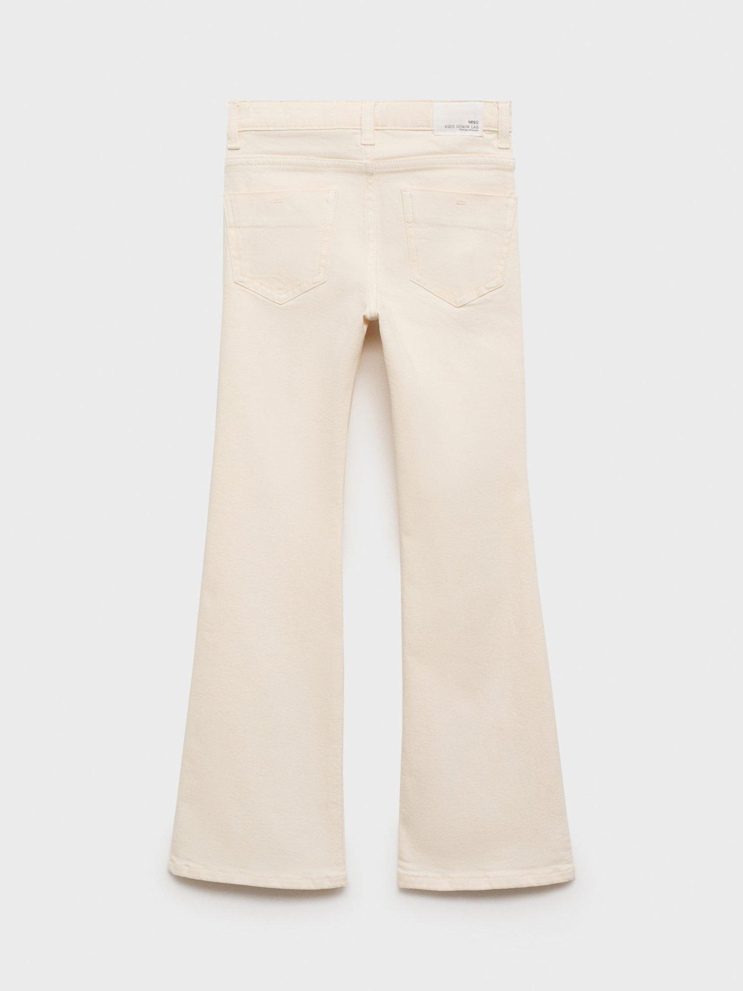 Product image 2 of 4, which shows Mango Kids' Denim Flared Jeans, Light Beige, 10 years