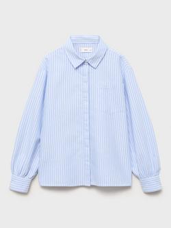Mango Kids' Carla Stripe Shirt, Medium Blue - view 2, Medium Blue