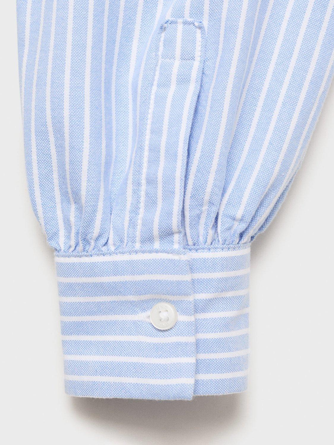 Product image 4 of 6, which shows Mango Kids' Carla Stripe Shirt, Medium Blue, 8 years