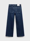 Mango Kids' Cotton Denim Seamless Wide Leg Jeans, Open Blue