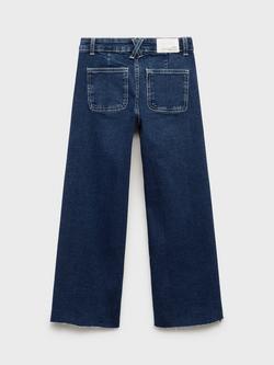 Mango Kids' Cotton Denim Seamless Wide Leg Jeans, Open Blue - view 2, Open Blue