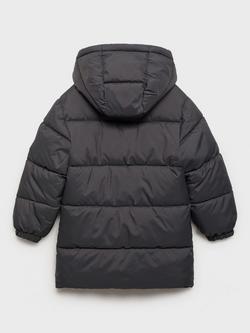 Mango Kids' America Long Quilted Waterproof Jacket - view 2, Charcoal