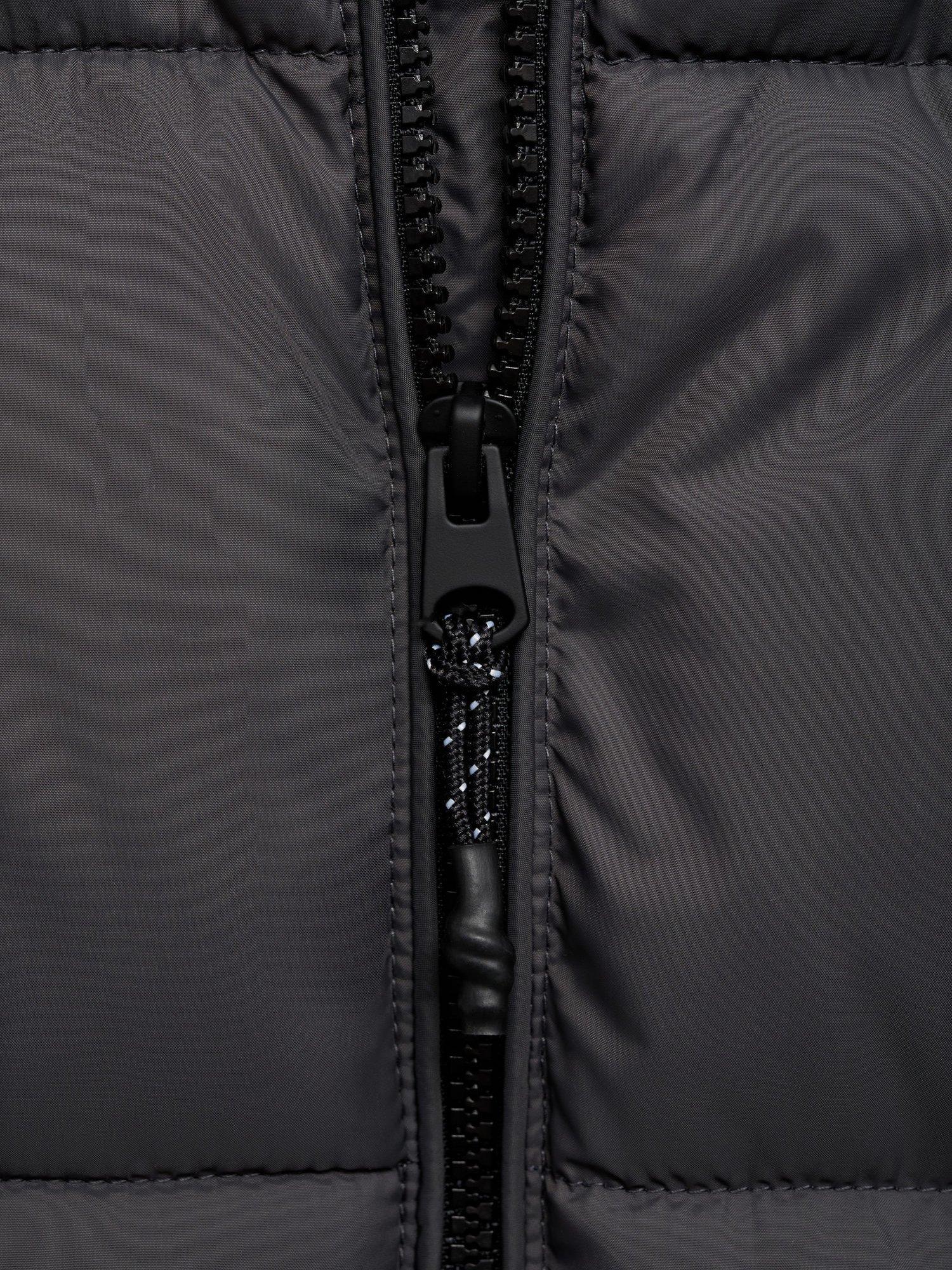 Product image 3 of 4, which shows Mango Kids' America Long Quilted Waterproof Jacket, Charcoal, 7 years