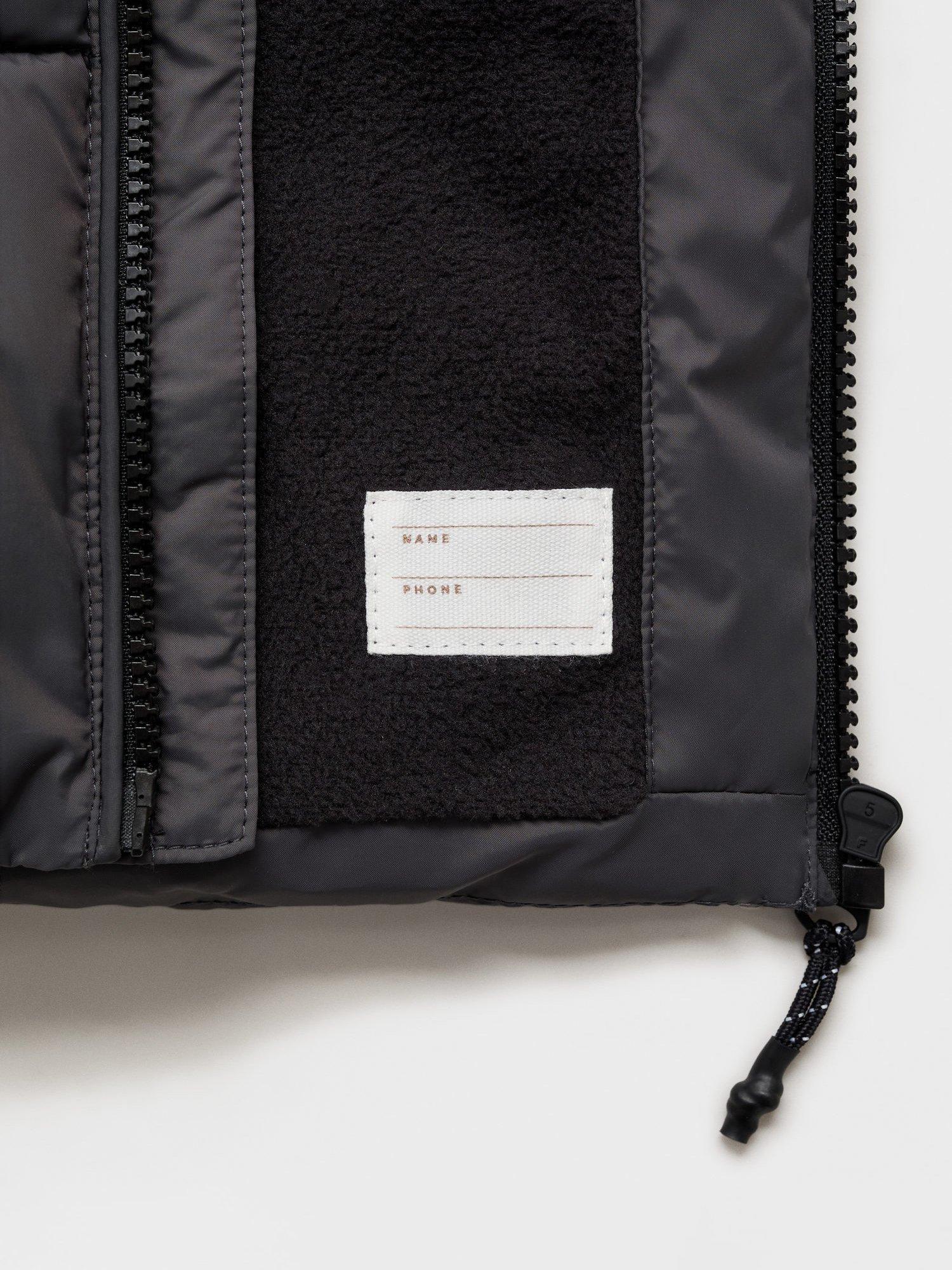 Product image 4 of 4, which shows Mango Kids' America Long Quilted Waterproof Jacket, Charcoal, 7 years