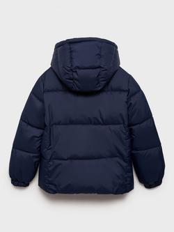 Mango Kids' America Quilted Waterproof Jacket - view 2, Navy