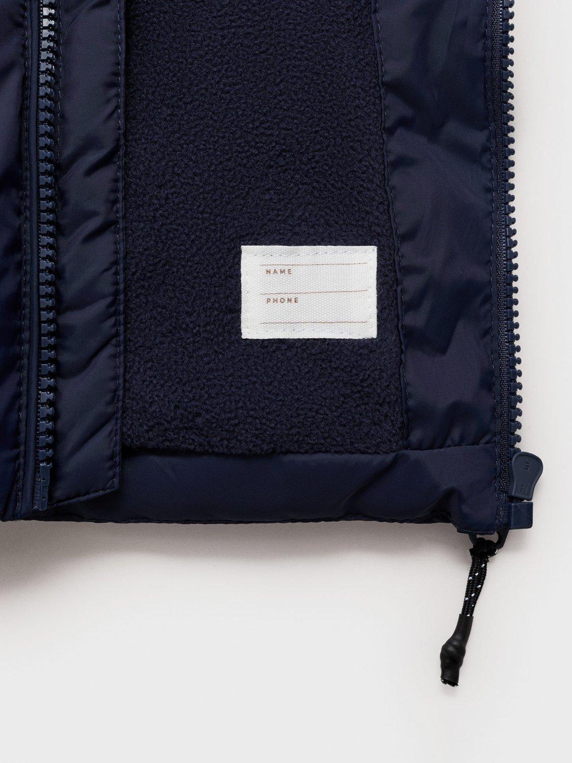 Product image 3 of 4, which shows Mango Kids' America Quilted Waterproof Jacket, Navy, 10 years