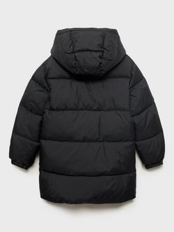 Mango Kids' America Long Quilted Waterproof Jacket - view 2, Black