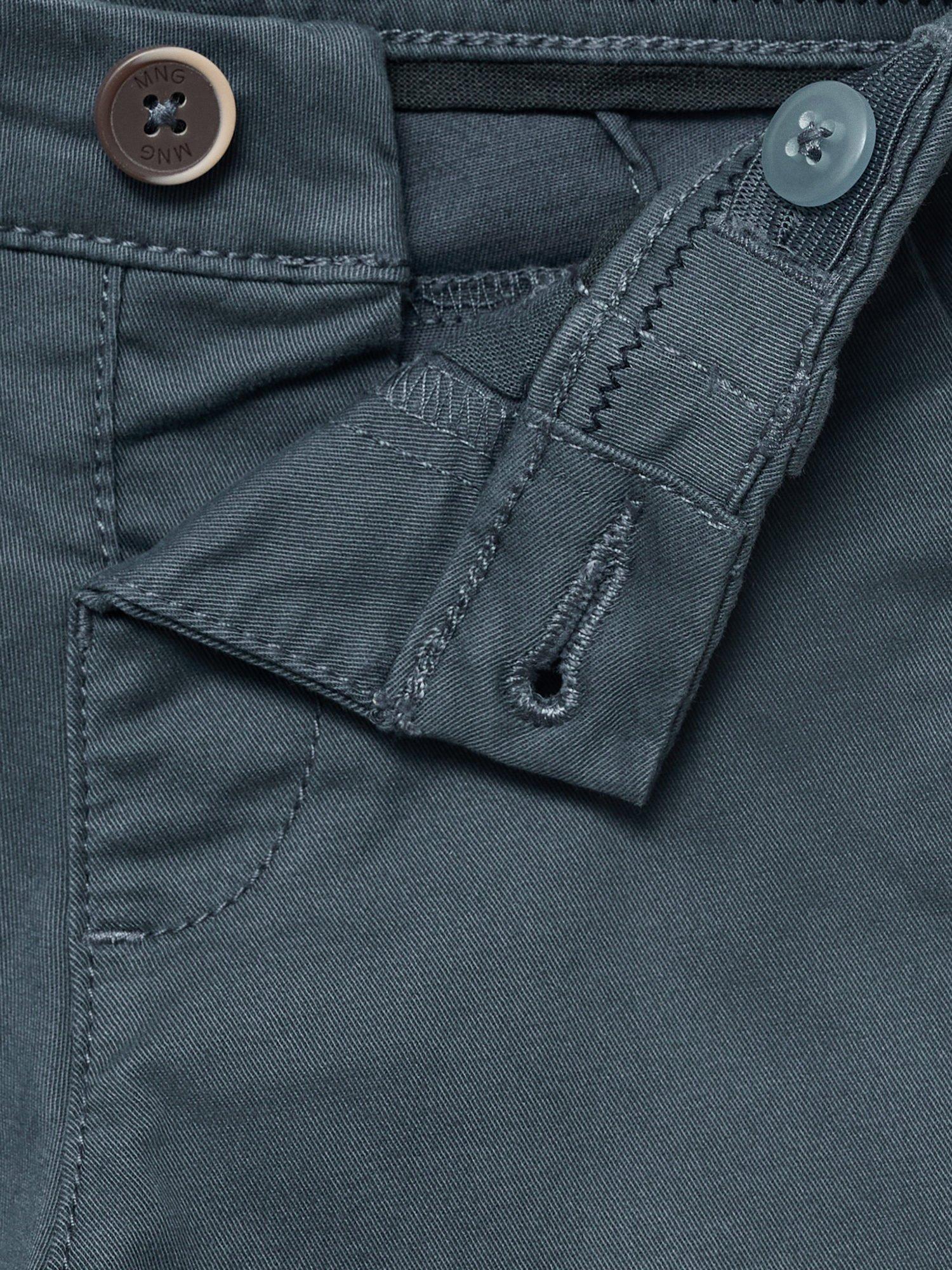 Product image 4 of 4, which shows Mango Kids' Cotton Blend Chino Trousers, Medium Blue, 2-3 years