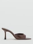 Mango Pepych Pointed Open Toe Heeled Sandals, Dark Brown
