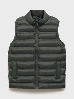 Mango Kids' Alvaro Quilted Gilet, Beige - Khaki, Beige - Khaki