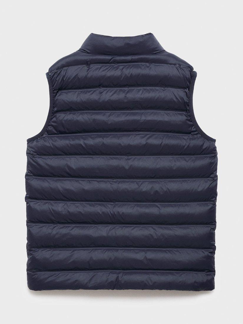 Product image 2 of 4, which shows Mango Kids' Alvaro Puffer Gilet, Navy, 11-12 years