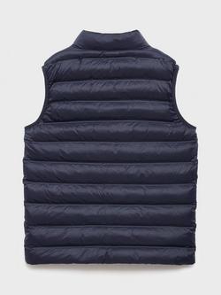 Mango Kids' Alvaro Puffer Gilet, Navy - view 2, Navy