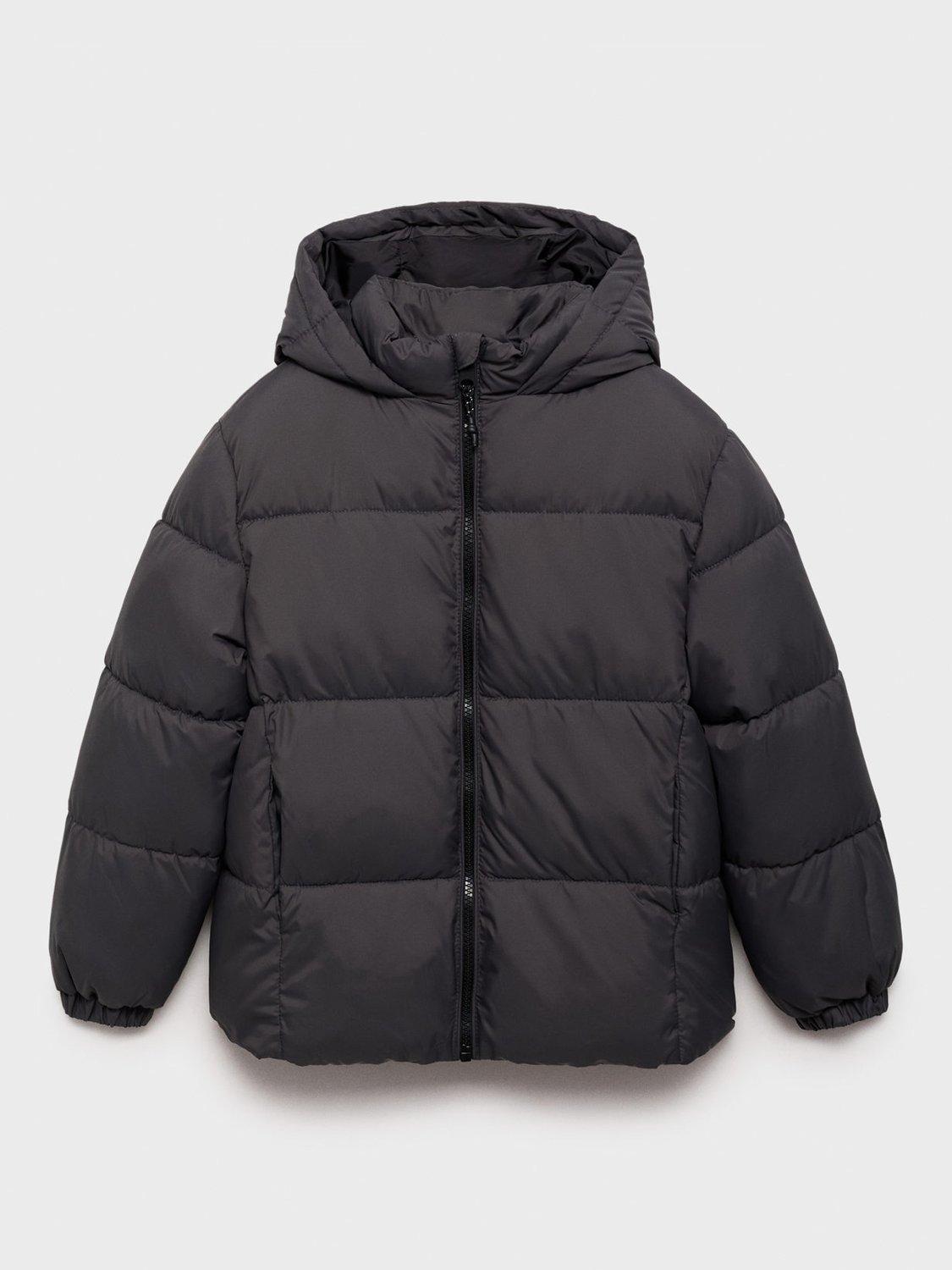 Product image 3 of 4, which shows Mango Kids' America Quilted Waterproof Jacket, Charcoal, 11 years