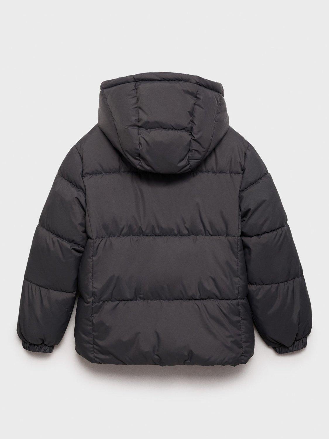Product image 4 of 4, which shows Mango Kids' America Quilted Waterproof Jacket, Charcoal, 11 years
