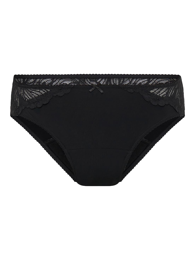 Product image 6 of 8, which shows Modibodi Ines Midi Knickers, Moderate Absorbency, Noir Black, XS