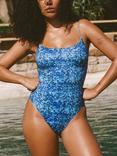 Modibodi Tidal Period Swim String Back Swimsuit, Light Absorbency, Python Blue