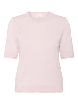 Part Two Natanya Short Sleeve Pure Wool Jumper, Mid Pink