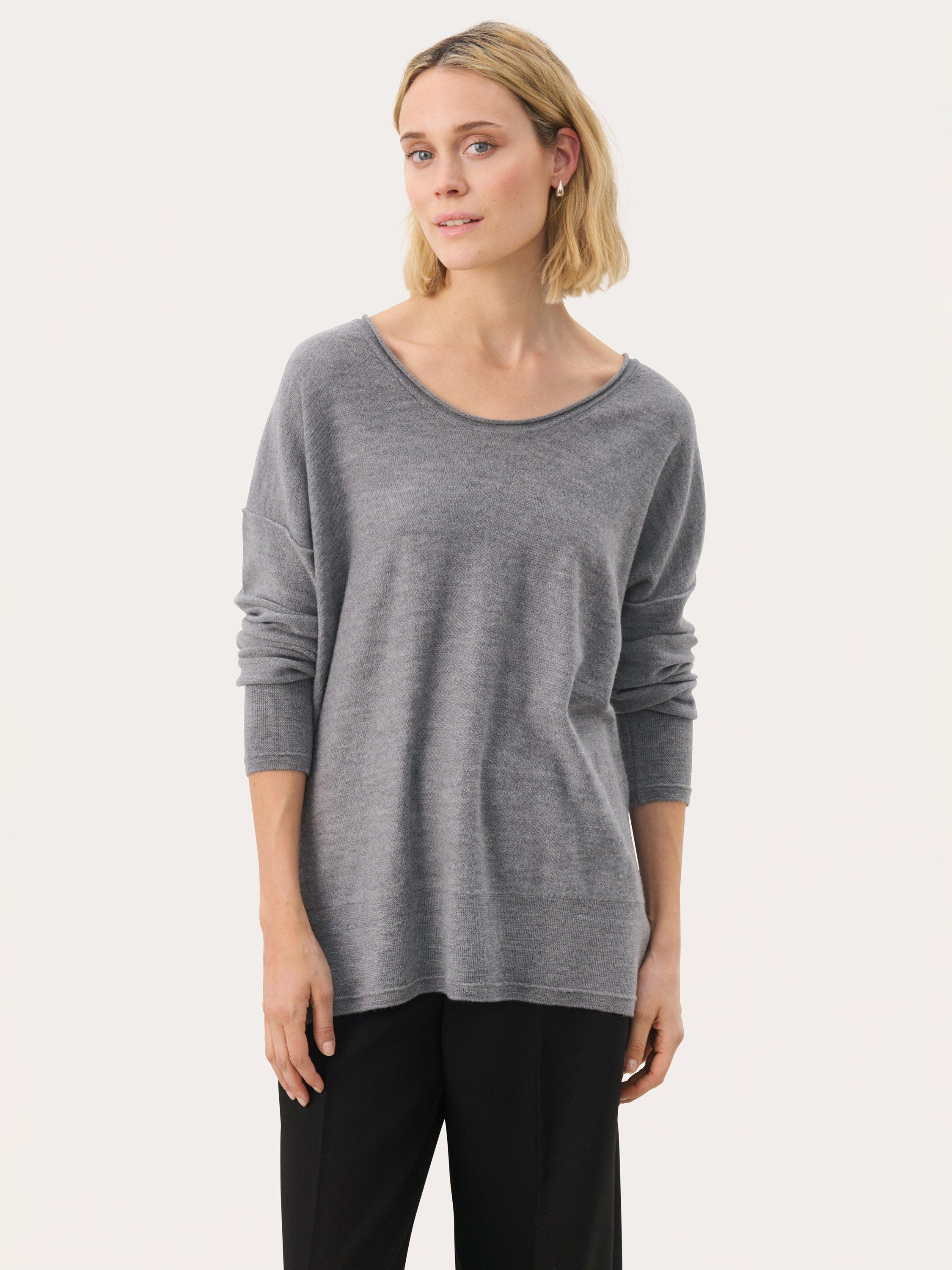 Product image 1 of 6, which shows Part Two Noura Round Neck Jumper, Mid Grey, XS