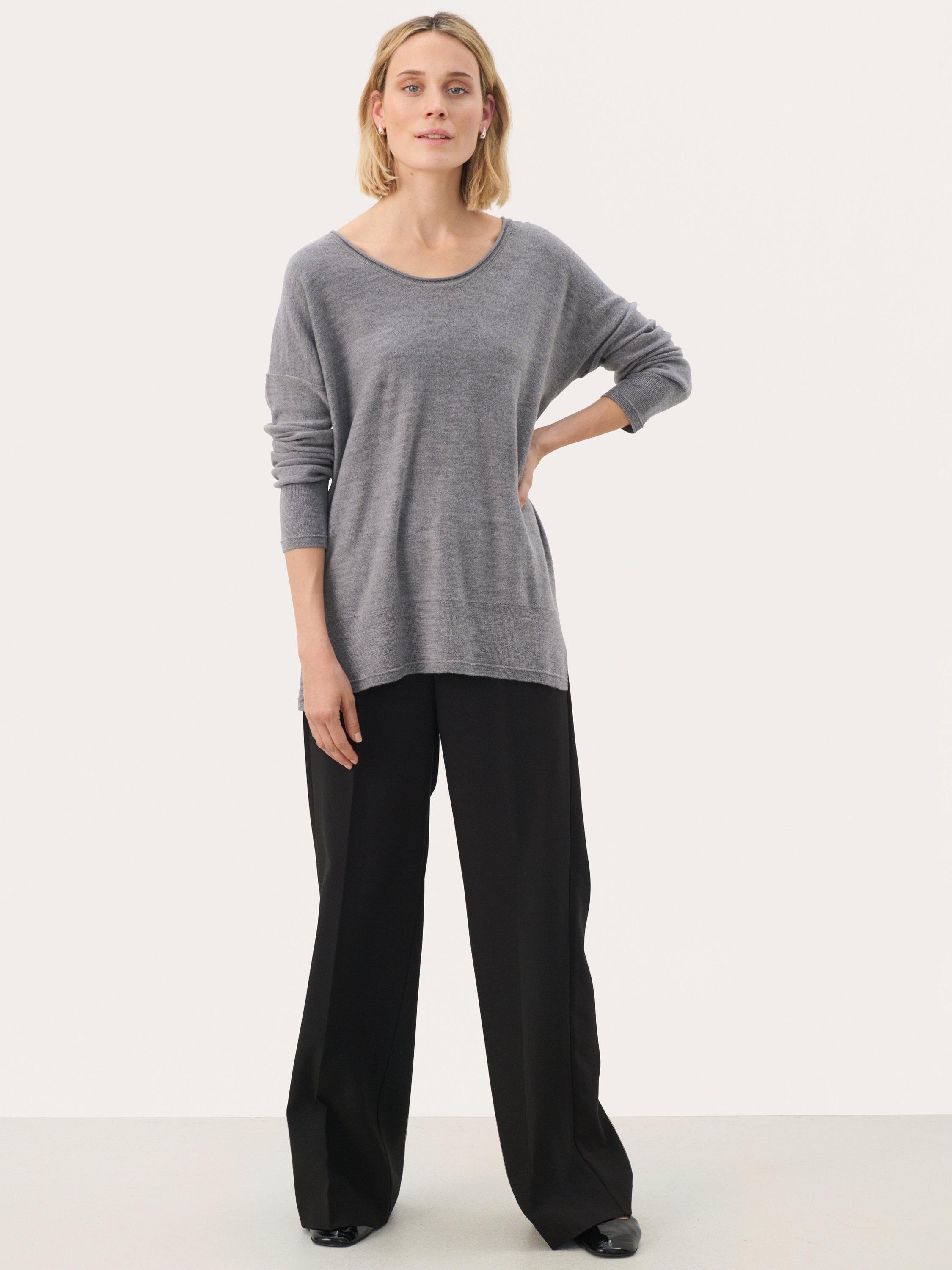 Product image 3 of 6, which shows Part Two Noura Round Neck Jumper, Mid Grey, XS