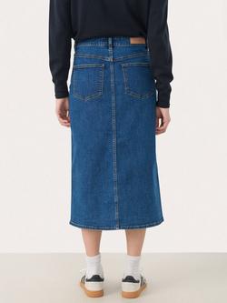 Part Two DillinPW A-Line Cotton Denim Midi Skirt - view 2, Mid Blue