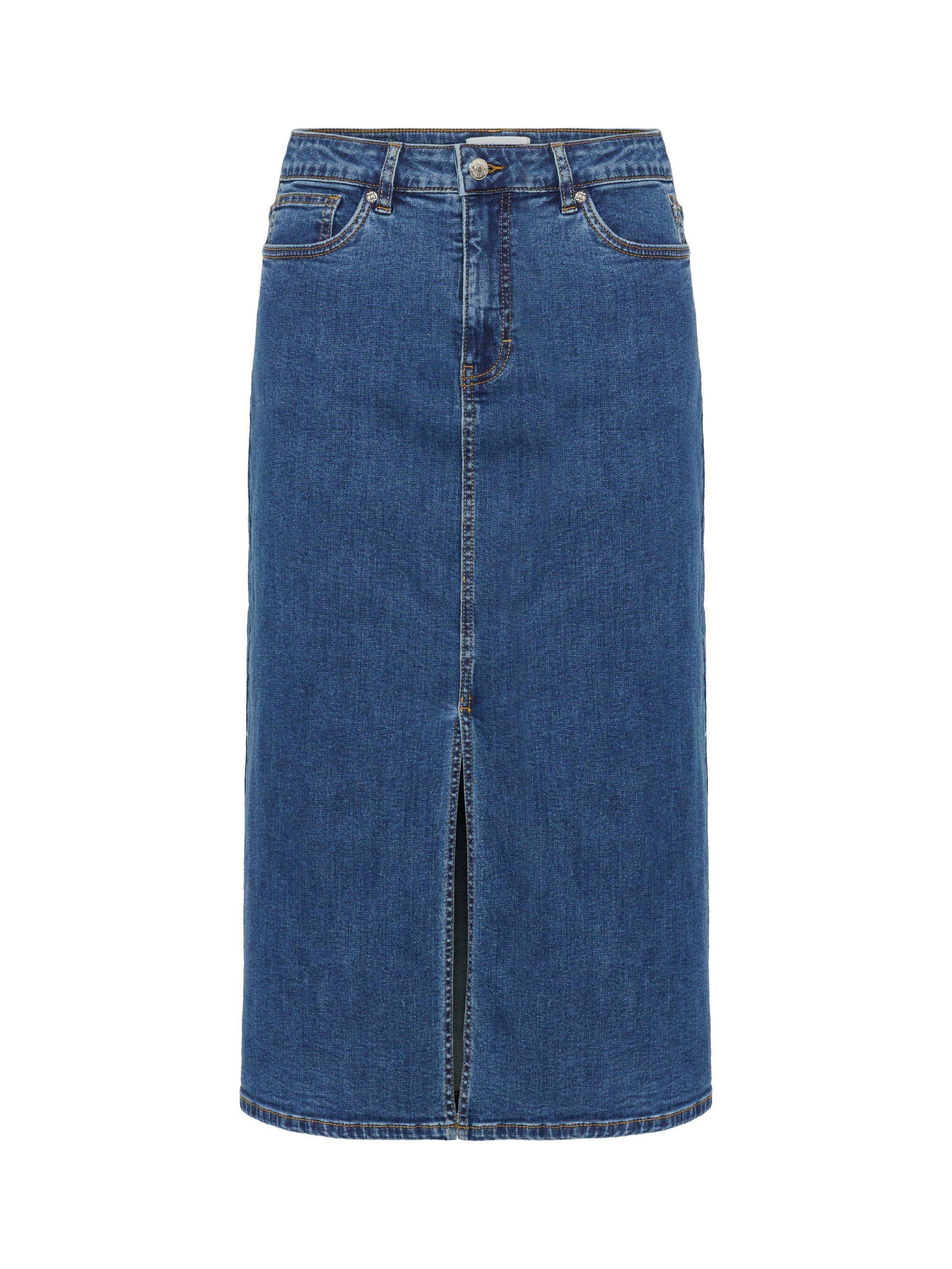 Product image 5 of 6, which shows Part Two DillinPW A-Line Cotton Denim Midi Skirt, Mid Blue, 8
