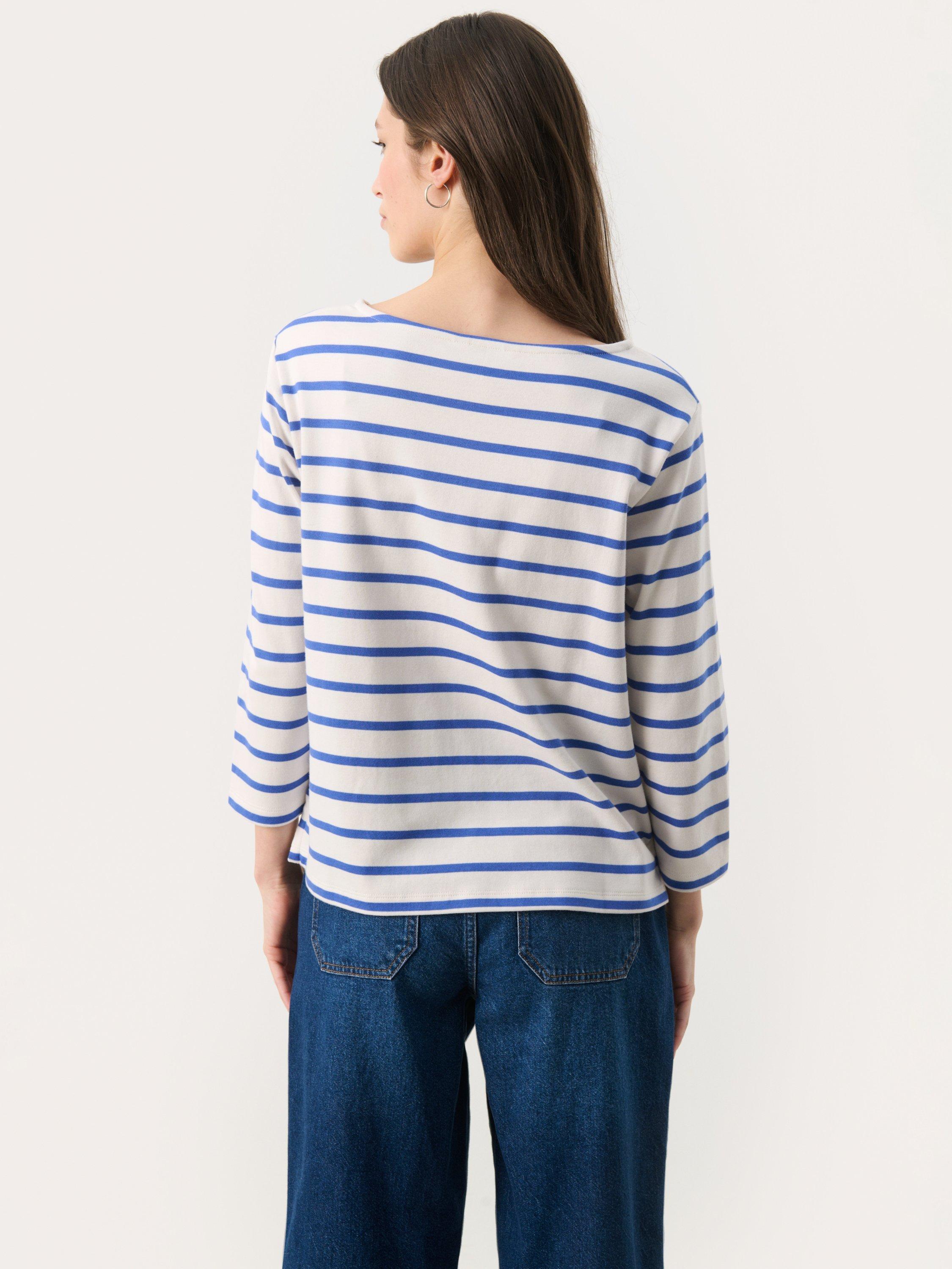 Product image 2 of 6, which shows Part Two NelaPW Long Sleeve Striped Cotton T-shirt, Blue/Multi, XS