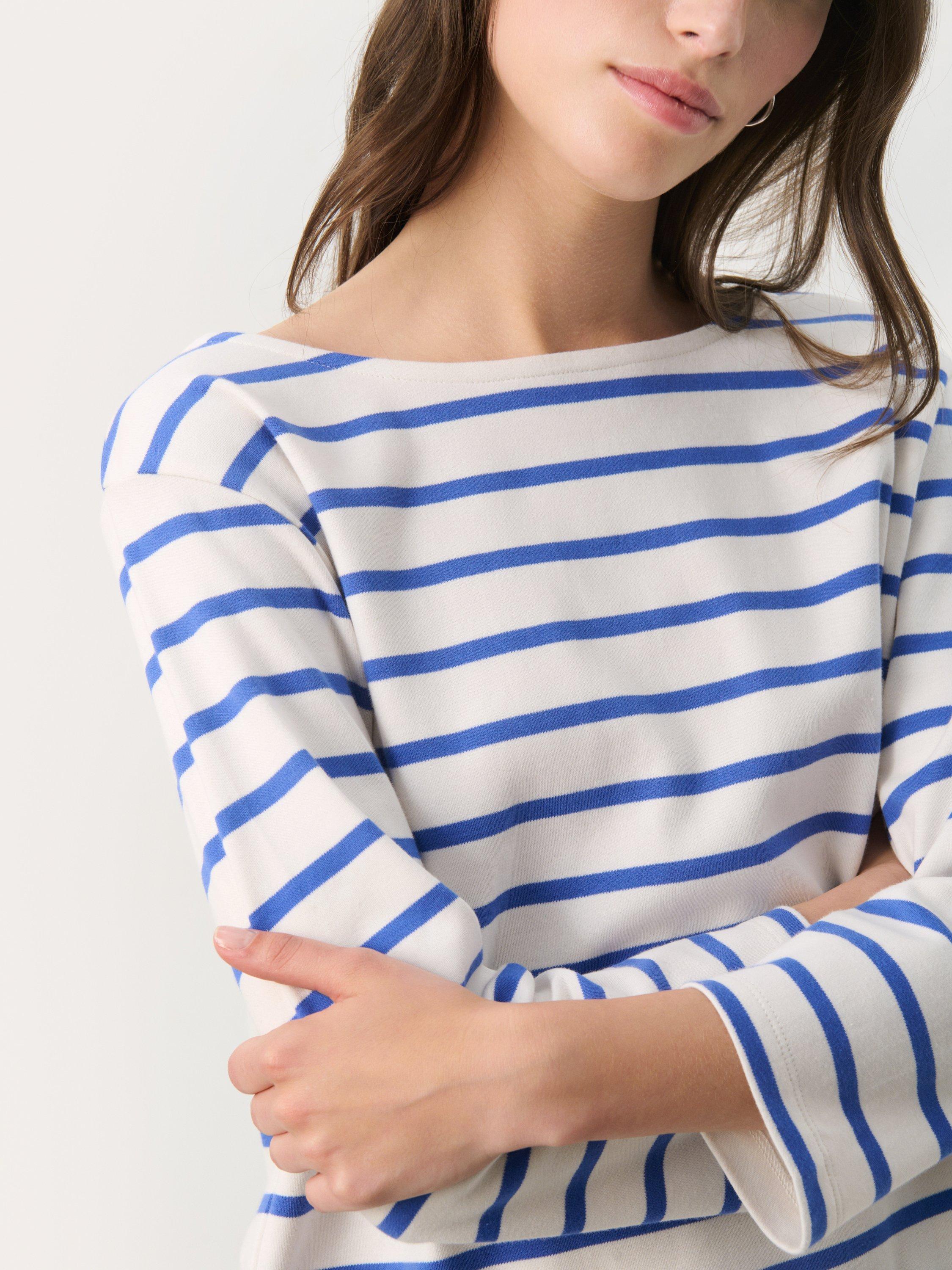 Product image 4 of 6, which shows Part Two NelaPW Long Sleeve Striped Cotton T-shirt, Blue/Multi, XS