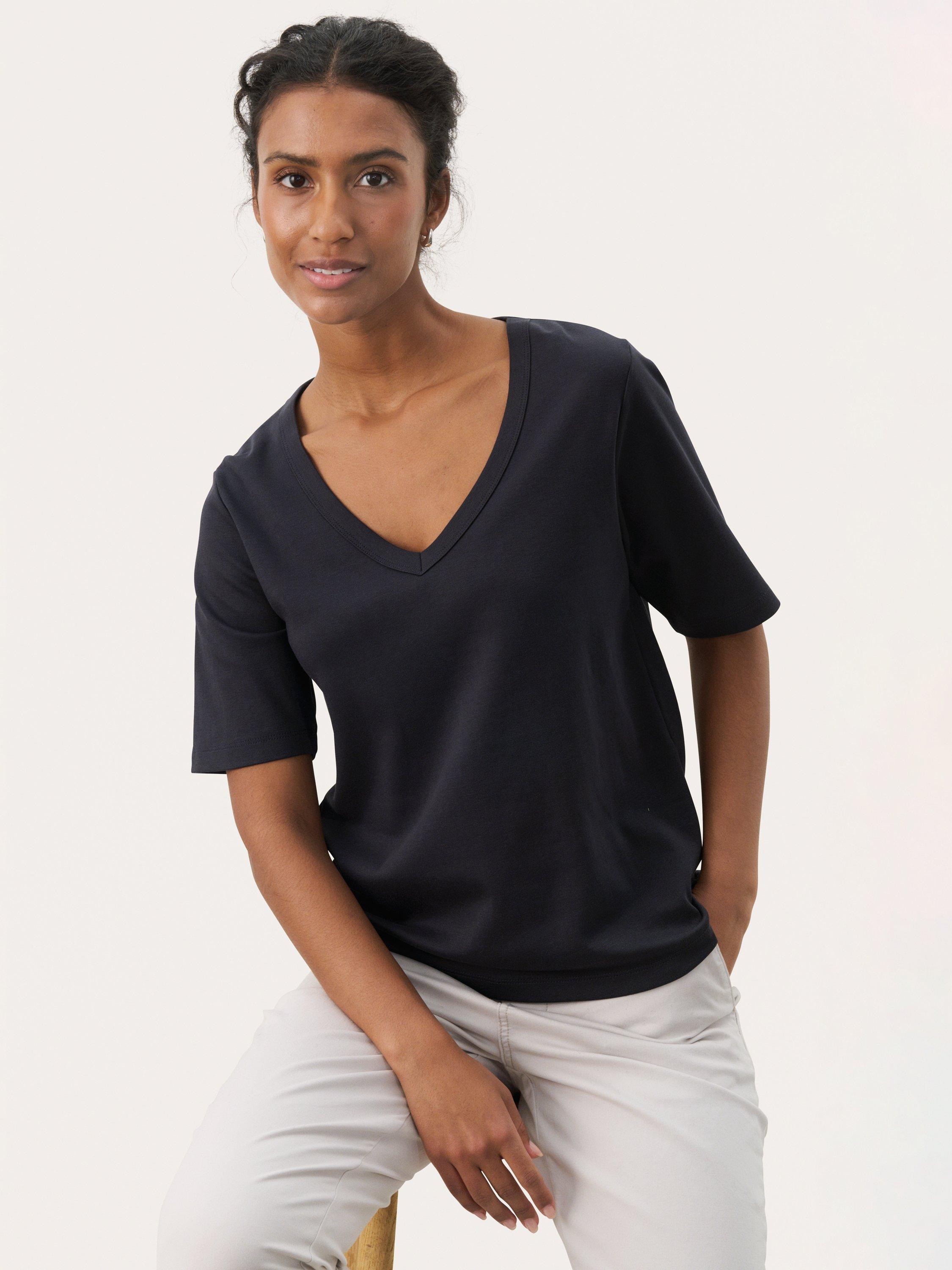Product image 1 of 6, which shows Part Two Ratansa V-Neck T-Shirt, Dark Navy, XS