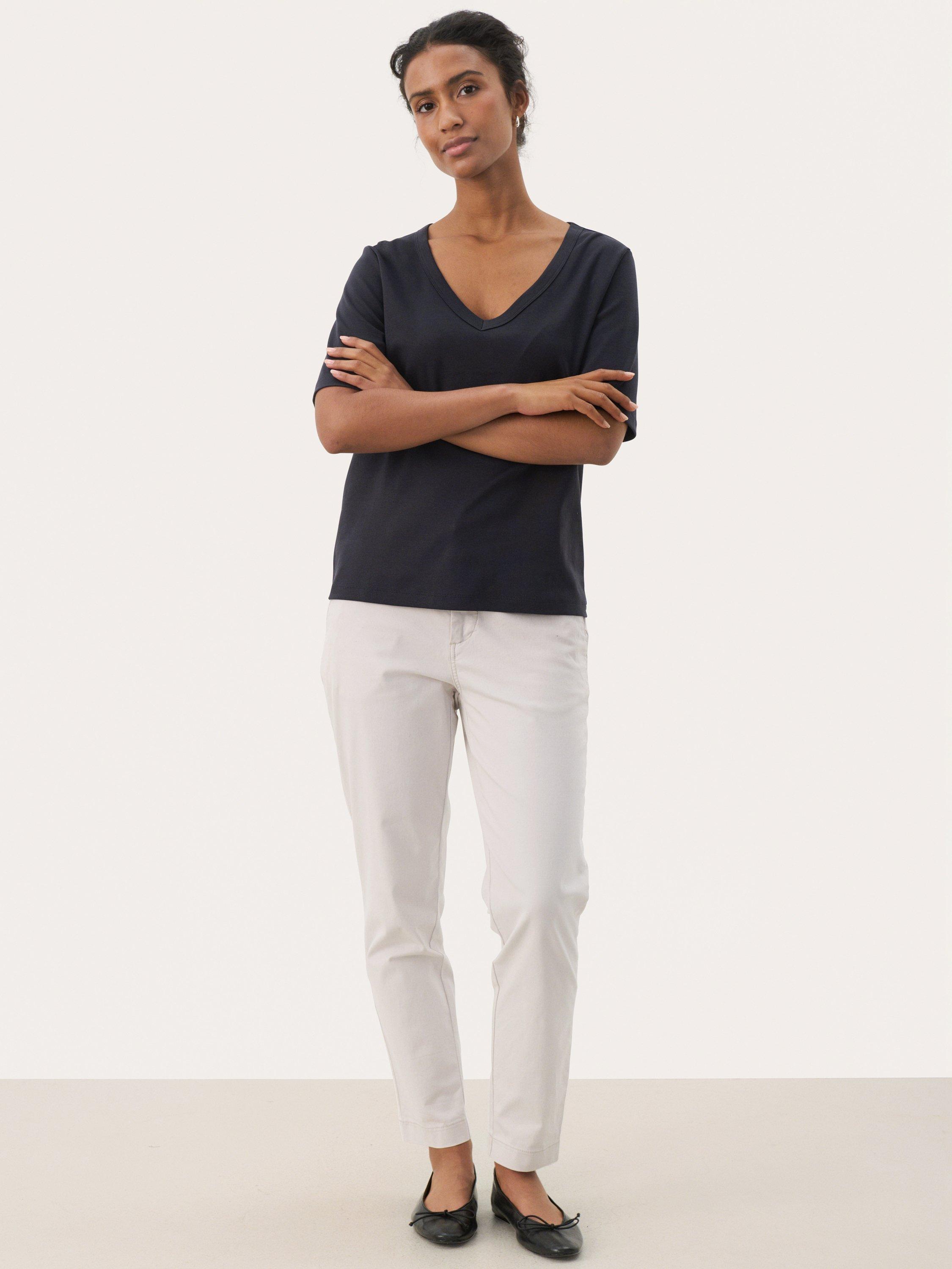 Product image 3 of 6, which shows Part Two Ratansa V-Neck T-Shirt, Dark Navy, XS