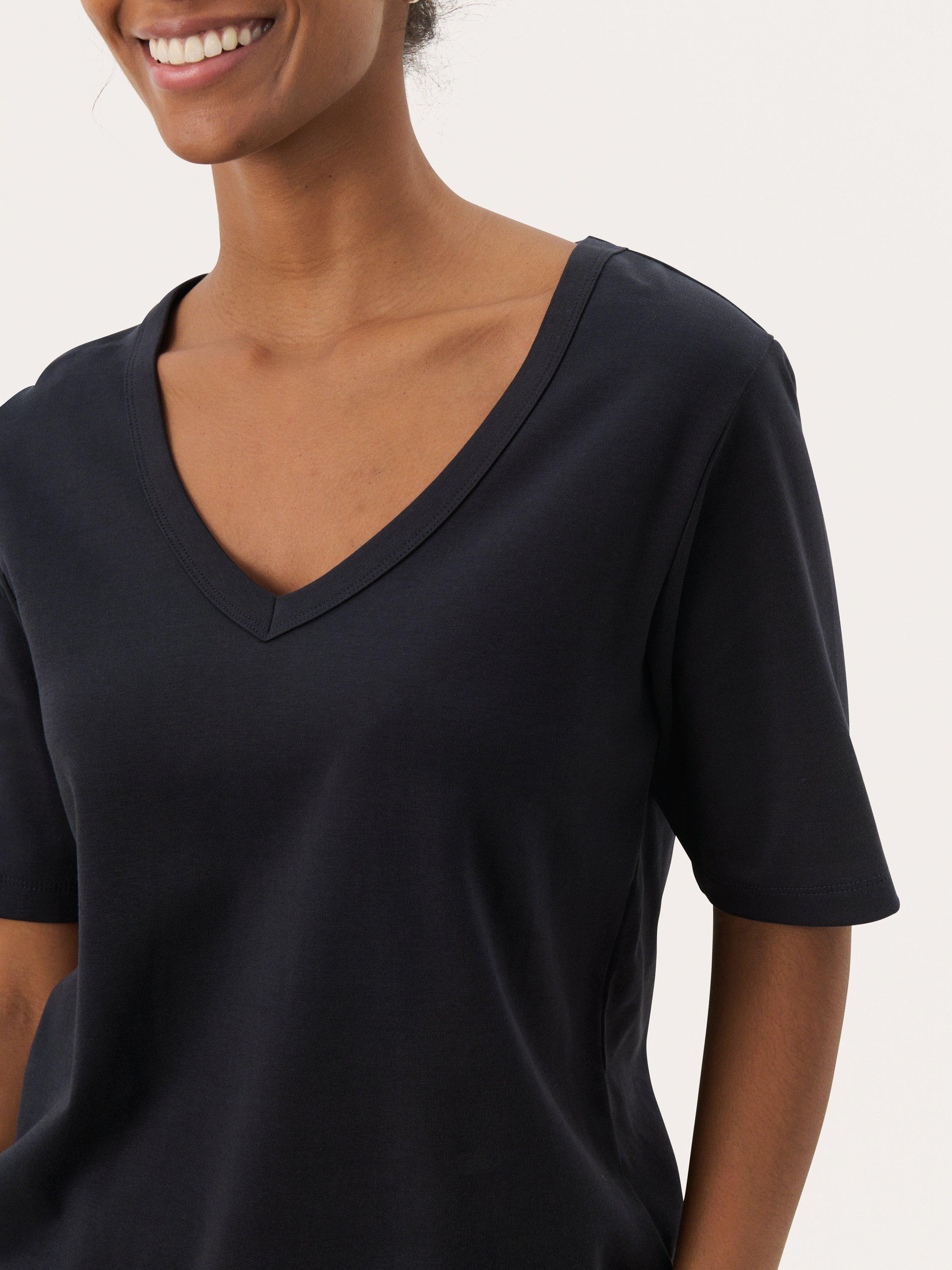 Product image 4 of 6, which shows Part Two Ratansa V-Neck T-Shirt, Dark Navy, XS