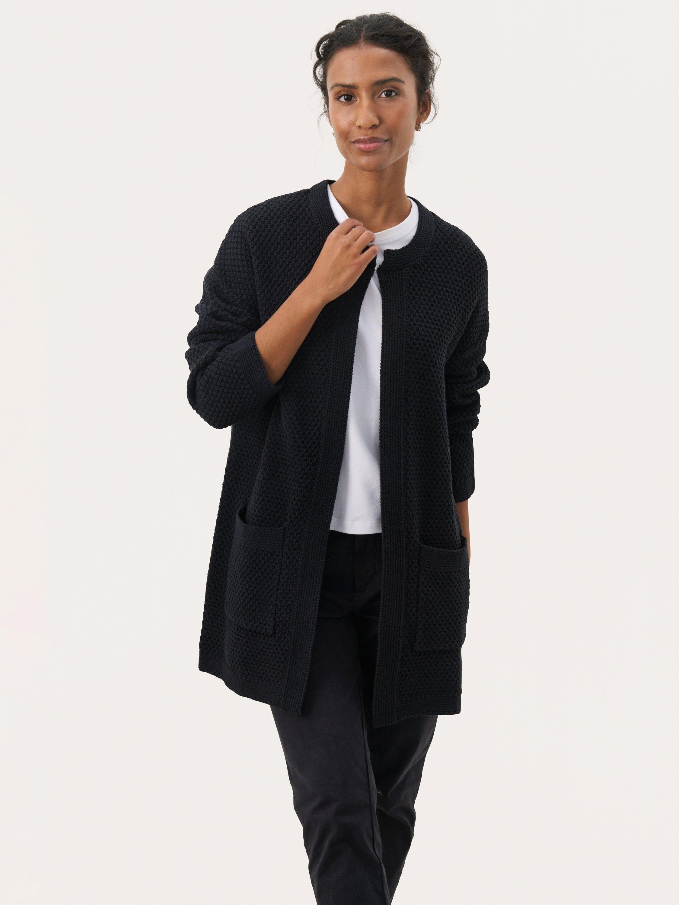 Product image 1 of 6, which shows Part Two Niya Open Neck Cardigan, Dark Navy, XS