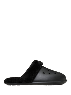 Crocs Classic Fuzz Scuff Lined Slippers, Black, Black