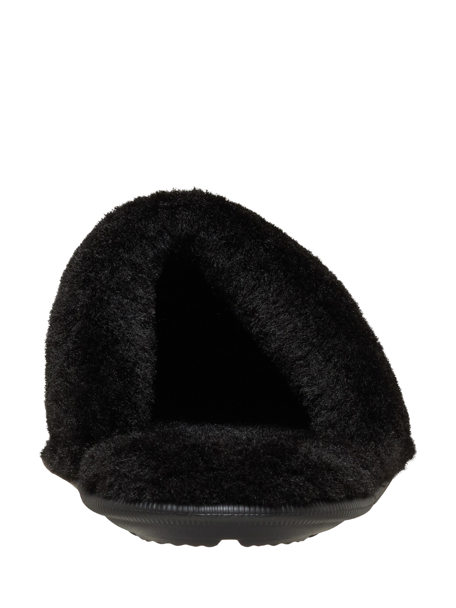 Product image 3 of 6, which shows Crocs Classic Fuzz Scuff Lined Slippers, Black, 3