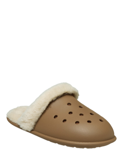 Crocs Classic Fuzz Scuff Lined Slippers, Light Brown - view 2, Light Brown