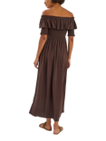 Accessorize Off-The-Shoulder Smocked Maxi Dress, Chocolate