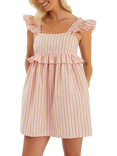 Accessorize Sleeveless Stripe Frilly Mini Dress, Pink