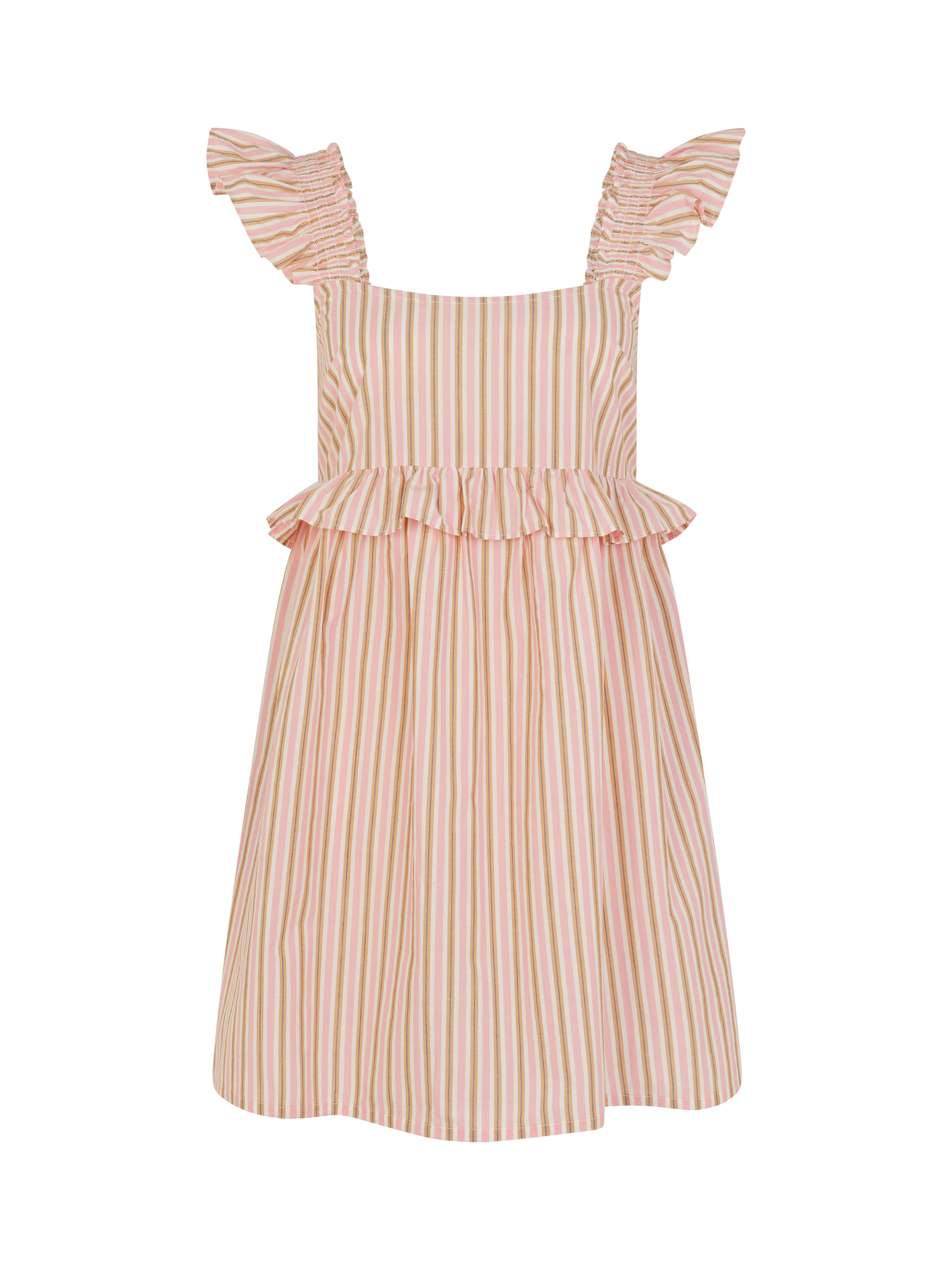 Product image 3 of 4, which shows Accessorize Sleeveless Stripe Frilly Mini Dress, Pink, XS