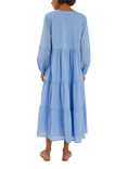 Accessorize Mirror Embellished Long Sleeve Midi Dress, Blue