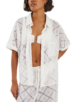 Accessorize Tile Lace Shirt, Ivory, Ivory