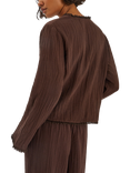 Accessorize Crinkle Long Sleeve Tie Top, Chocolate