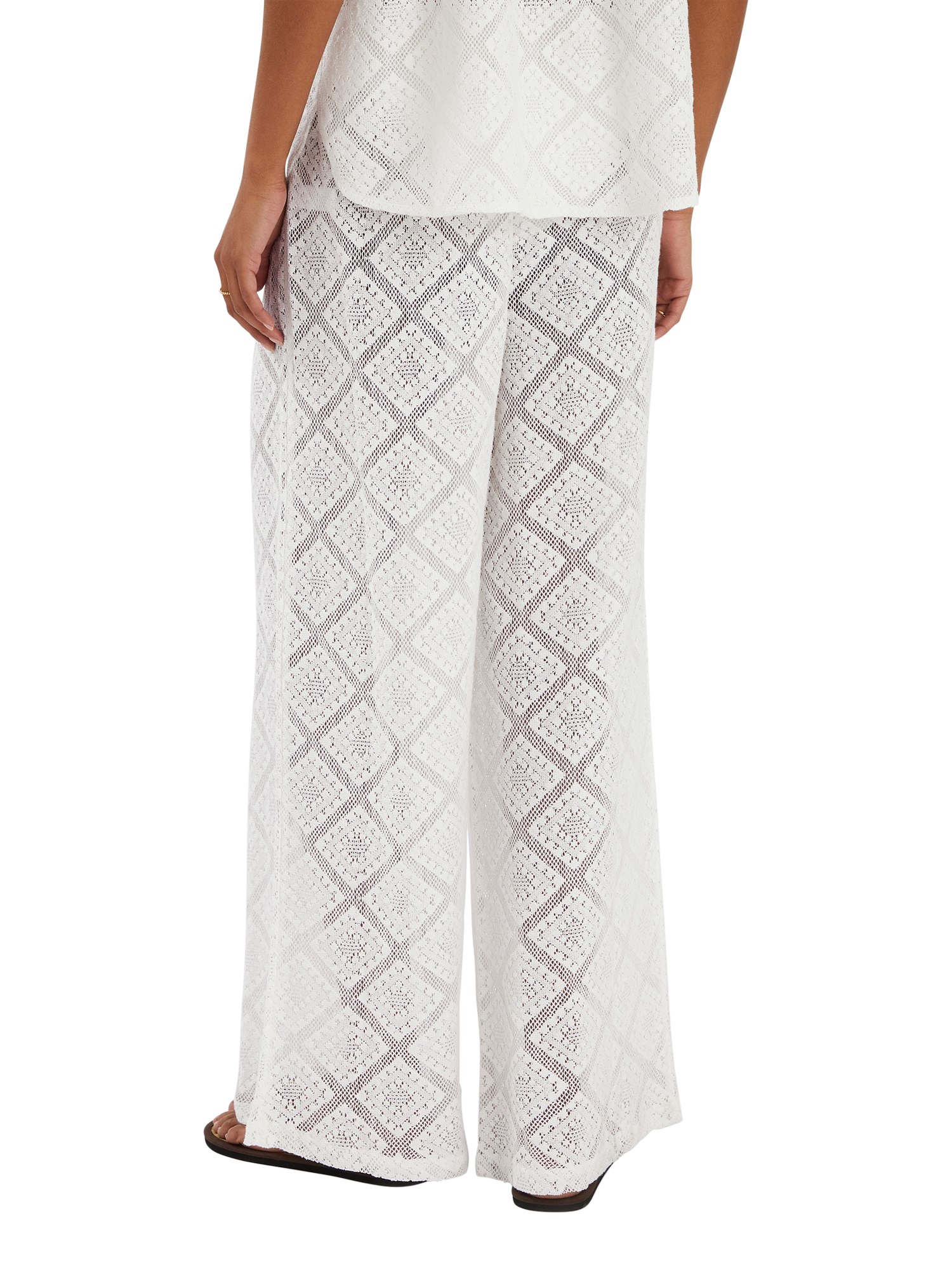 Product image 2 of 4, which shows Accessorize Tile Lace Trousers, Ivory, XS